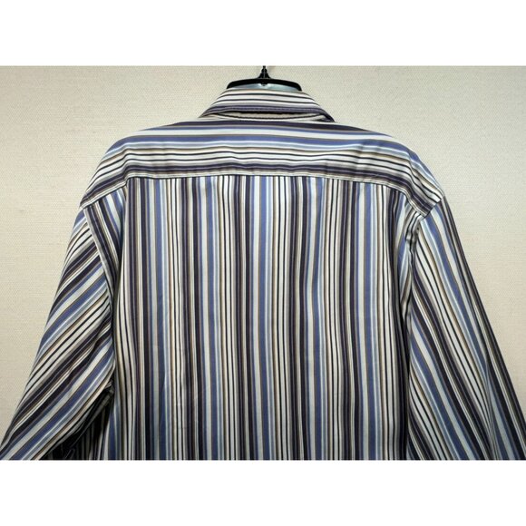 Thomas Dean Mens Long-Sleeve Button-Up Shirt Size XL Multicolor Striped - Picture 8 of 10